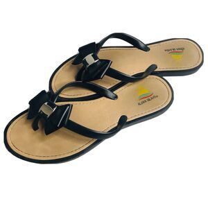 ⭐️Aloha Island Womens Flip Flop Sandals Black Bow Thong Strap Size 10